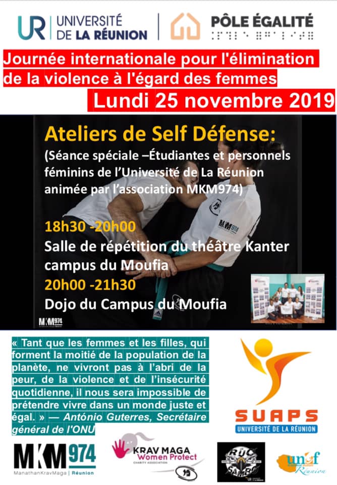 Ateliers Krav Maga Women Protect à l’Université du Moufia le 25 Nov. 2019